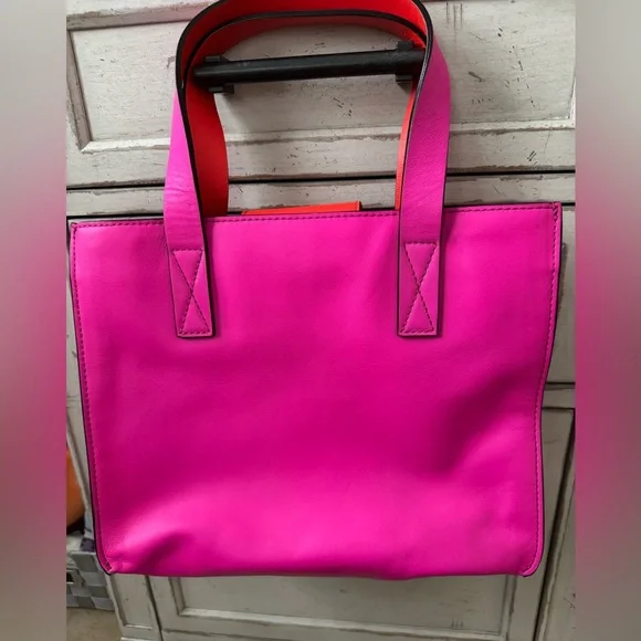 Kate Spade Hot Pink Leather Tote Bag - Picture 2 of 6